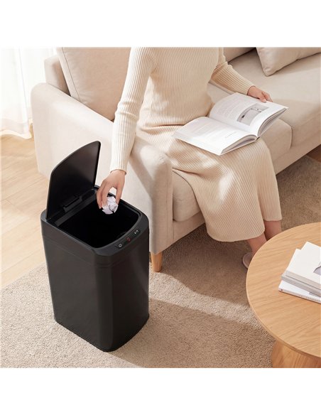 HOMCOM 12L Sensor Bin, Automatic Touchless Motion Sensor Kitchen Bin with Fingerprint Resistant Stainless Steel, Black