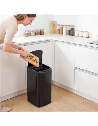 HOMCOM 12L Sensor Bin, Automatic Touchless Motion Sensor Kitchen Bin with Fingerprint Resistant Stainless Steel, Black