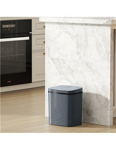 HOMCOM 15L Sensor Bin, Automatic Touchless Kitchen Bin, Easy Clean, Battery Operated for Home Office, Bedroom, Bathroom, Grey