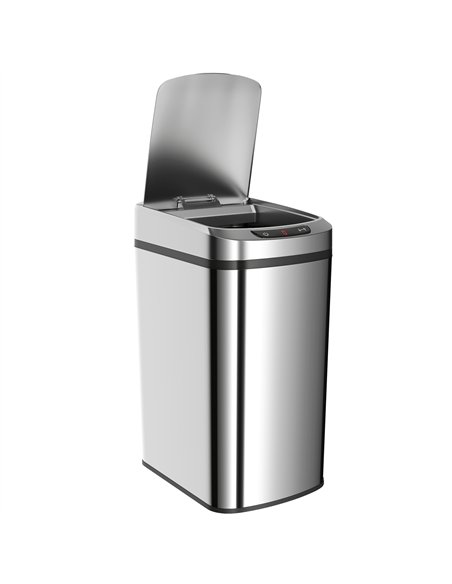 HOMCOM 12L Sensor Bin, Automatic Touchless Motion Sensor Kitchen Bin with Fingerprint Resistant Stainless Steel, Silver