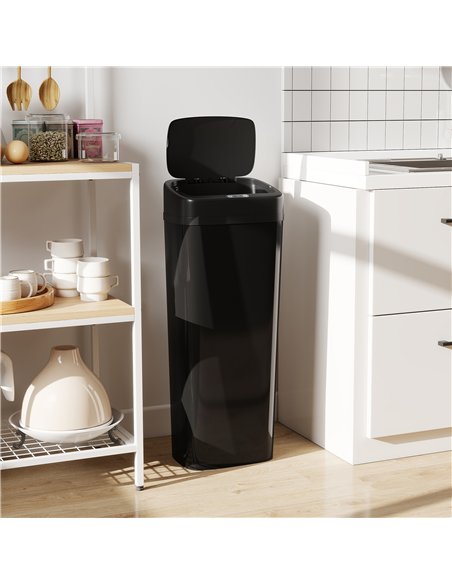 HOMCOM 50L Stainless Steel Sensor Bin - Black