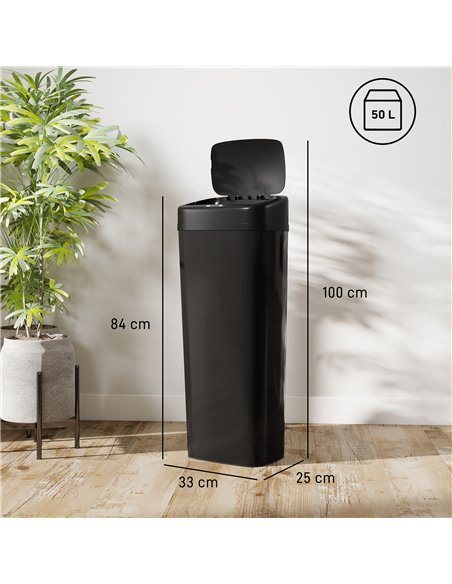 HOMCOM 50L Stainless Steel Sensor Bin - Black