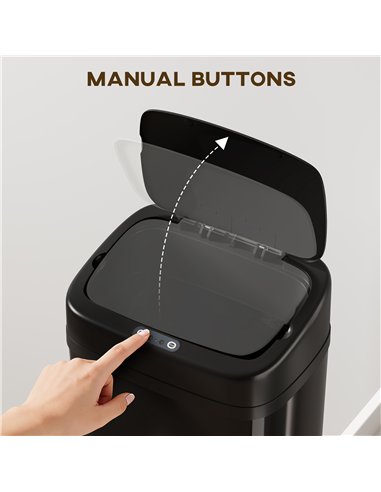 HOMCOM 50L Stainless Steel Sensor Bin - Black