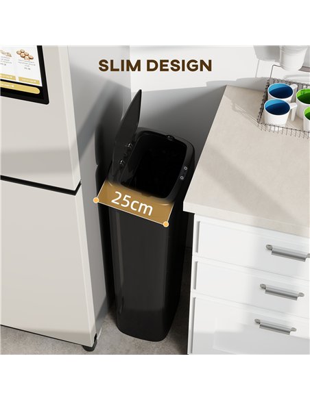 HOMCOM 50L Stainless Steel Sensor Bin - Black