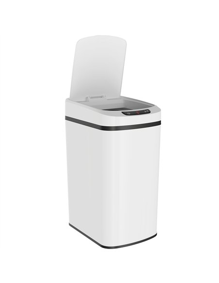 HOMCOM 12L Sensor Bin, Automatic Touchless Motion Sensor Kitchen Bin with Fingerprint Resistant Stainless Steel, White
