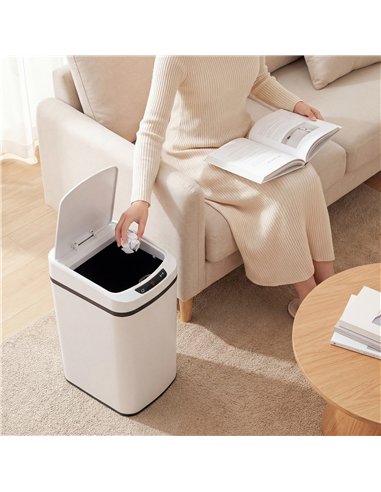 HOMCOM 12L Sensor Bin, Automatic Touchless Motion Sensor Kitchen Bin with Fingerprint Resistant Stainless Steel, White