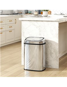 HOMCOM 50L Stainless Steel Sensor Bin - Silver Tone 2
