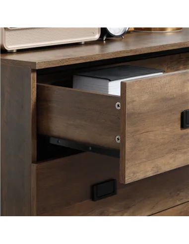 HOMCOM Chest of Drawers, 4-Drawer Storage Organiser Unit with Metal Frame for Bedroom, Living Room, Brown