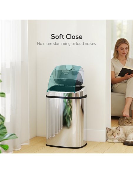 HOMCOM 50L Stainless Steel Sensor Bin - Silver Tone