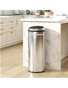 HOMCOM 50L Stainless Steel Sensor Bin - Silver Tone 2
