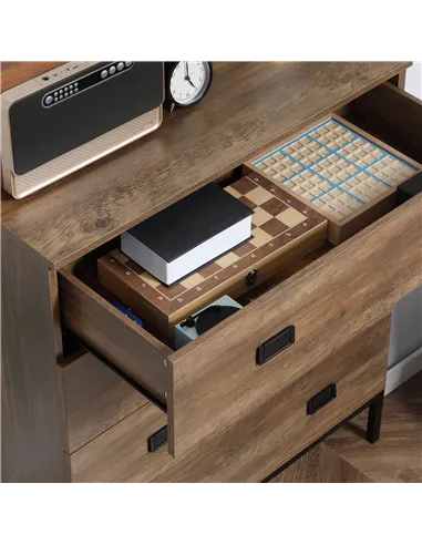 HOMCOM Chest of Drawers, 4-Drawer Storage Organiser Unit with Metal Frame for Bedroom, Living Room, Brown