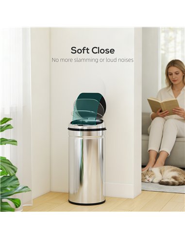 HOMCOM 42L Stainless Steel Sensor Bin - Silver Tone