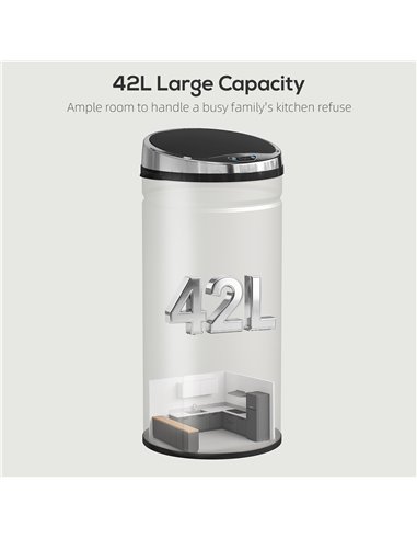 HOMCOM 42L Stainless Steel Sensor Bin - Silver Tone