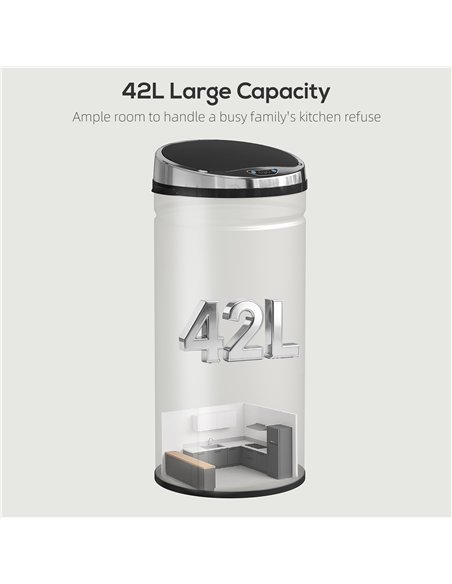 HOMCOM 42L Stainless Steel Sensor Bin - Silver Tone
