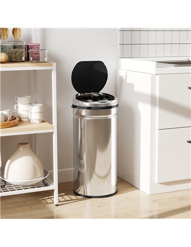 HOMCOM 42L Stainless Steel Sensor Bin - Silver Tone