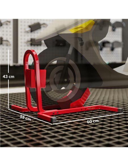 HOMCOM Metal Motorcycle Motorbike Wheel Chock Locking Stand System 17", 19", 21"/43, 48, 51 cm Front Wheels Steel Adjustable Fix
