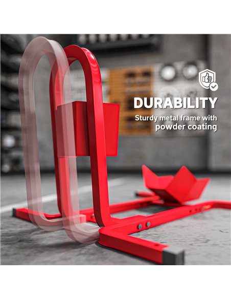 HOMCOM Metal Motorcycle Motorbike Wheel Chock Locking Stand System 17", 19", 21"/43, 48, 51 cm Front Wheels Steel Adjustable Fix