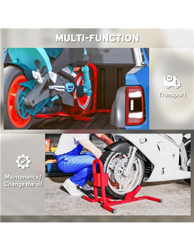 HOMCOM Metal Motorcycle Motorbike Wheel Chock Locking Stand System 17", 19", 21"/43, 48, 51 cm Front Wheels Steel Adjustable Fix