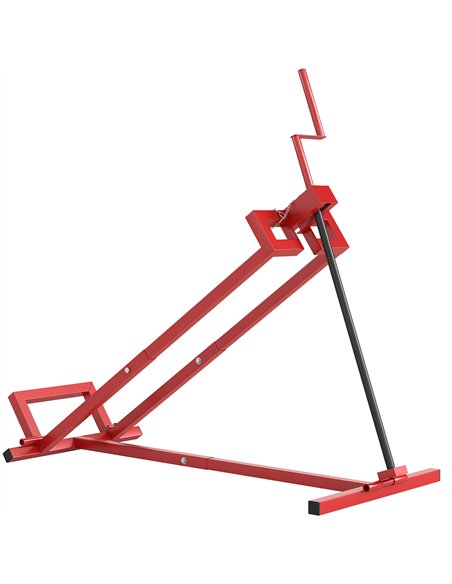 HOMCOM 400 kg Foldable Ride-On Mower Jack Lift, Adjustable Steel Lifting Device, for Lawn Mower, ATV, Red