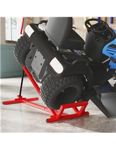 HOMCOM 400 kg Foldable Ride-On Mower Jack Lift, Adjustable Steel Lifting Device, for Lawn Mower, ATV, Red 2