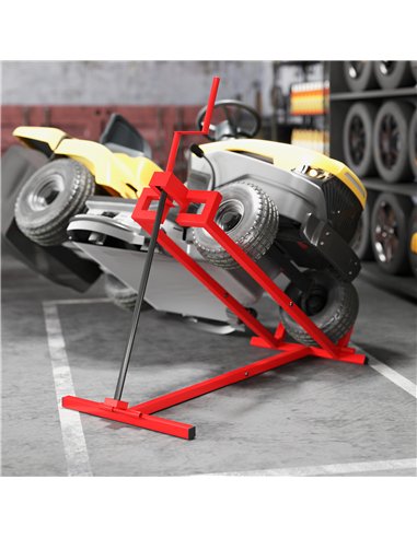 HOMCOM 400 kg Foldable Ride-On Mower Jack Lift, Adjustable Steel Lifting Device, for Lawn Mower, ATV, Red