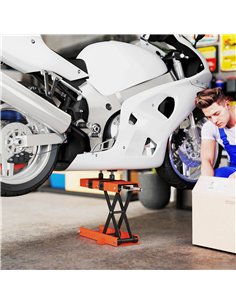 HOMCOM 500 kg Motorcycle Scissor Lift Jack, Heavy Duty Steel Adjustable Motorbike Lifting Hoist Stand with Safety Pin, Foldable  2