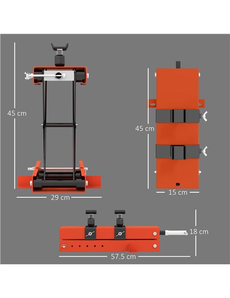 HOMCOM 500 kg Motorcycle Scissor Lift Jack, Heavy Duty Steel Adjustable Motorbike Lifting Hoist Stand with Safety Pin, Foldable 