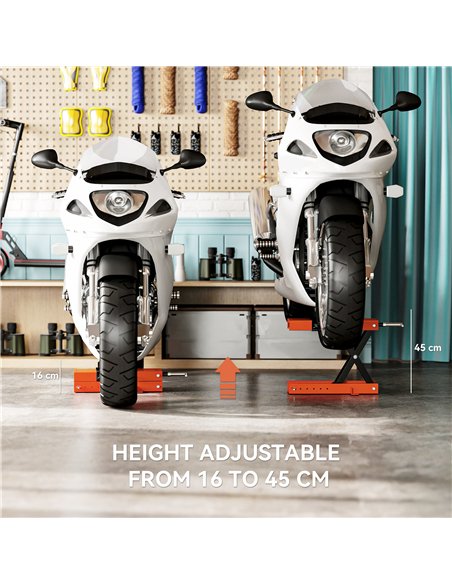 HOMCOM 500 kg Motorcycle Scissor Lift Jack, Heavy Duty Steel Adjustable Motorbike Lifting Hoist Stand with Safety Pin, Foldable 