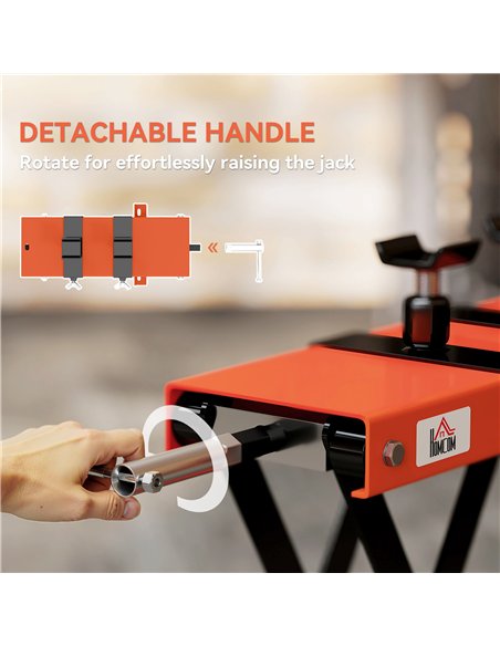 HOMCOM 500 kg Motorcycle Scissor Lift Jack, Heavy Duty Steel Adjustable Motorbike Lifting Hoist Stand with Safety Pin, Foldable 