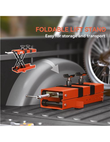 HOMCOM 500 kg Motorcycle Scissor Lift Jack, Heavy Duty Steel Adjustable Motorbike Lifting Hoist Stand with Safety Pin, Foldable 