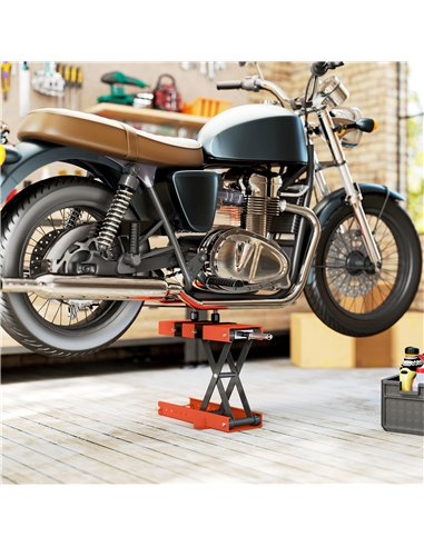 HOMCOM 500 kg Motorcycle Scissor Lift Jack, Heavy Duty Steel Adjustable Motorbike Lifting Hoist Stand with Safety Pin, Foldable 