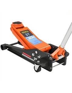 HOMCOM 3 Ton Hydraulic Low-Profile Floor Jack, with 7.5-50.5cm Lifting Range, Wheels, Orange