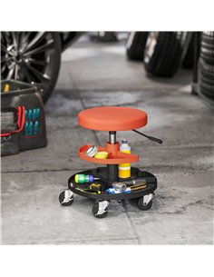 HOMCOM Rolling Mechanic Stool, 135kg Capacity Workshop Stool, 360° Swivel Roller Padded Creeper Seat with Wheels, Tool Trays Sto 2