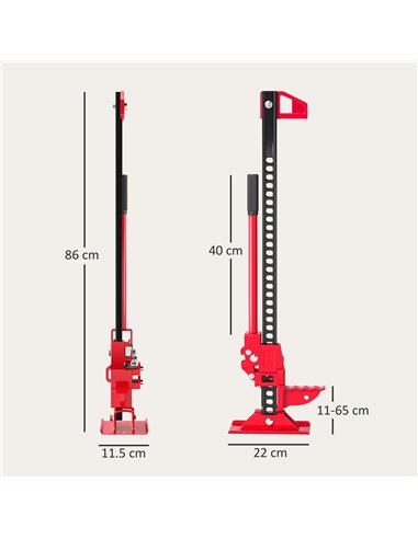 HOMCOM 3 Tonne Farm Jack, 33" High Lift Jack for 4x4 Tractors Trucks Agricultural Lifting, Red