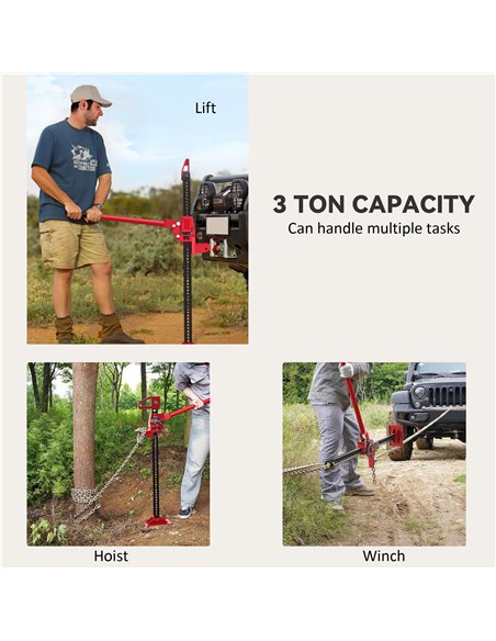 HOMCOM 3 Tonne Farm Jack, 33" High Lift Jack for 4x4 Tractors Trucks Agricultural Lifting, Red