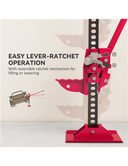 HOMCOM 3 Tonne Farm Jack, 33" High Lift Jack for 4x4 Tractors Trucks Agricultural Lifting, Red