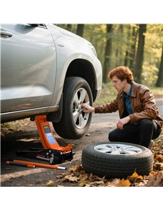HOMCOM 2.5 Ton Hydraulic Low-Profile Floor Jack, with 7.5-47cm Lifting Range, Wheels, Orange 2