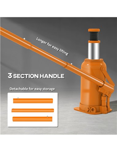 HOMCOM 12 Tonne Hydraulic Bottle Jack with 19-37 cm Lifting Range, Heavy Duty Portable Compact Car Jack Lift with Saddle and 3 S