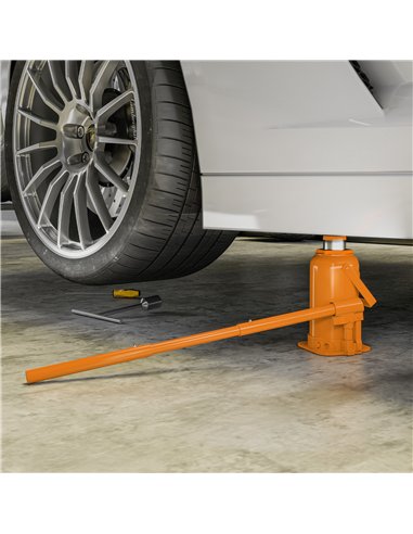 HOMCOM 12 Tonne Hydraulic Bottle Jack with 19-37 cm Lifting Range, Heavy Duty Portable Compact Car Jack Lift with Saddle and 3 S