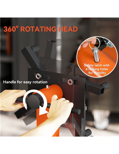 HOMCOM Engine Stand, 570 kg Rotating Engine Stand with 360 Degree Adjustable Head, 4 Mounting Arms, Heavy Duty Steel Support, Un