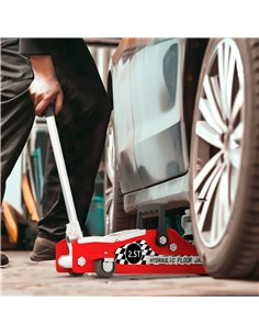 HOMCOM Hydraulic Low Profile Floor Jack, 2.5 Tonne Heavy Duty Steel Trolley Car Jack Lift with 80-360 mm Lifting Range, Wheels,  2