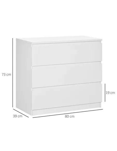 HOMCOM Chest of Three Drawers - White