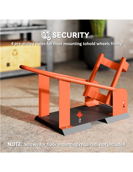 HOMCOM Motorcycle Wheel Chock, 816.5 kg Capacity Heavy Duty Steel Motorcycle Front Wheel Chock Holder with 3 Height Adjustable H