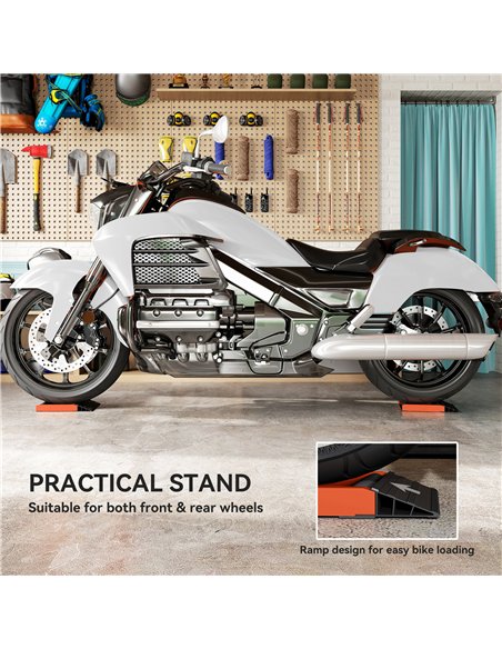 HOMCOM Motorcycle Wheel Cleaning Roller Stand with Aluminium Alloy Frame and Rollers, Motorcycle Maintenance Stand for Tyre Clea