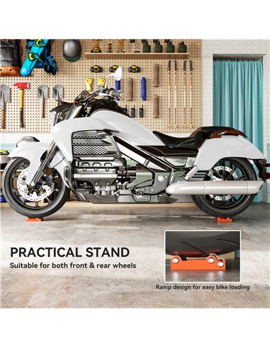 HOMCOM Motorcycle Wheel Cleaning Roller Stand with Steel Frame, Aluminium Rollers, Motorcycle Maintenance Stand for Tyre Cleanin