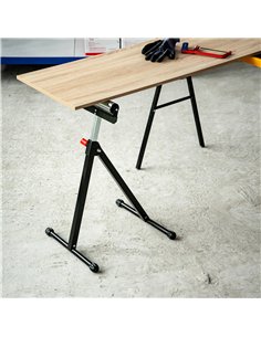 HOMCOM Set of 2 Folding Roller Stand, Material Support Pedestal with Ball Bearing Roller Height Adjustable Portable, Metal Const 2