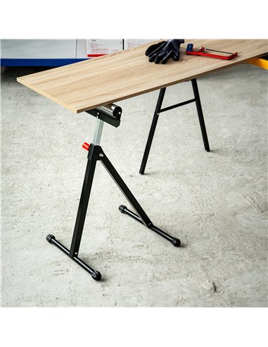 HOMCOM Set of 2 Folding Roller Stand, Material Support Pedestal with Ball Bearing Roller Height Adjustable Portable, Metal Const