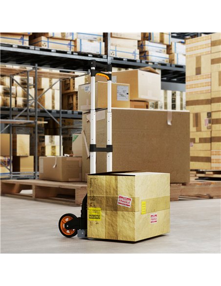HOMCOM Folding Sack Truck, 70kg Lightweight Hand Truck with Wheels, Foldable Trolley Cart with Telescoping Handle for Warehouse,