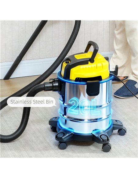HOMCOM Wet and Dry Vacuum Cleaner, 1200W 20L Wet & Dry Vacuum Cleaner w/ Blower, Triple Filters for Workshop, Home, Carpet