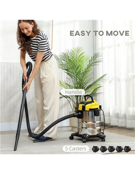 HOMCOM Wet and Dry Vacuum Cleaner, 1200W 20L Wet & Dry Vacuum Cleaner w/ Blower, Triple Filters for Workshop, Home, Carpet